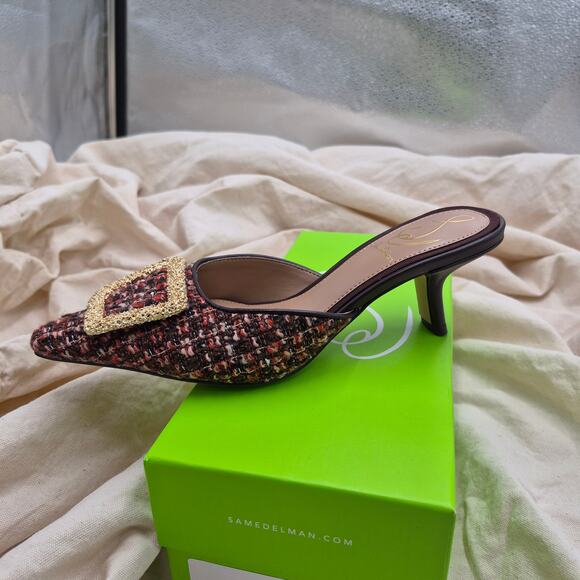 NEW Sam Edelman Women's Brit Mule Coffee Multi Boucle size 5 Medium - Picture 2 of 8